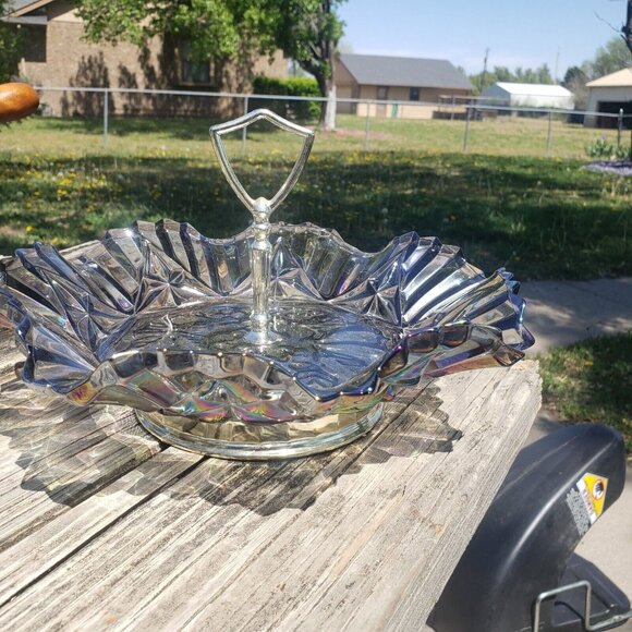 Federal Carnival Glass Pioneer Fruit Pattern Serving Dish W/handle - Picture 16 of 16
